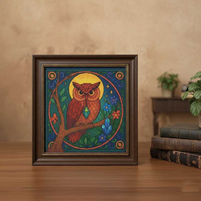 Схема вишивки хрестиком Лісова сова