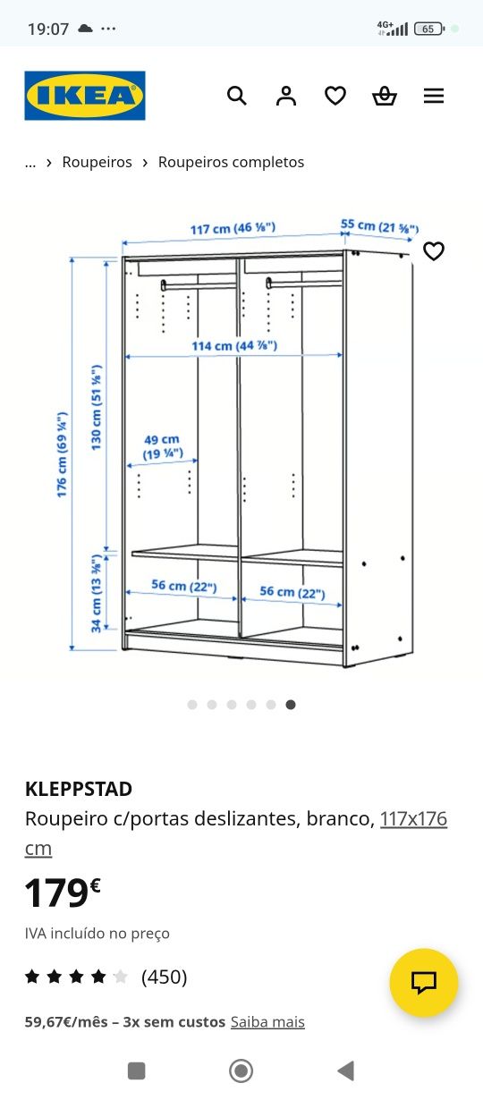 Roupeiros Kleppstad IKEA com portas deslizantes