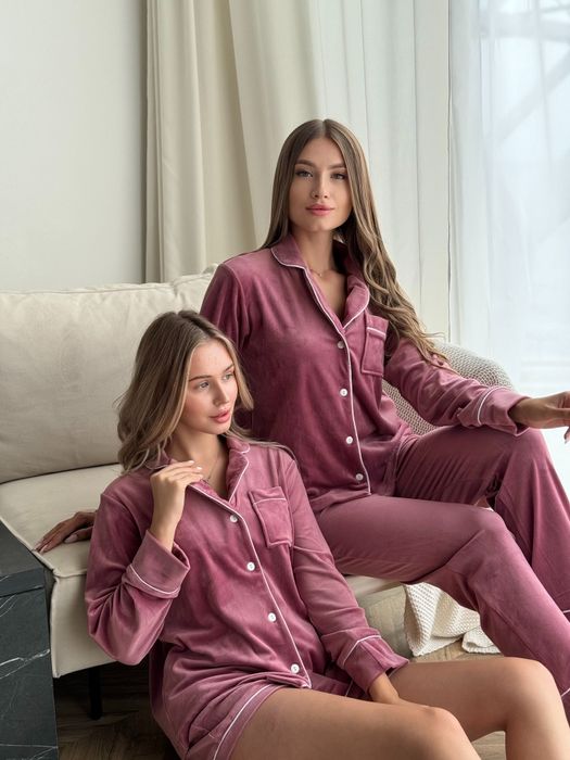 Плюшева піжама костюм для дому велюр трійка сорочка штани шорти