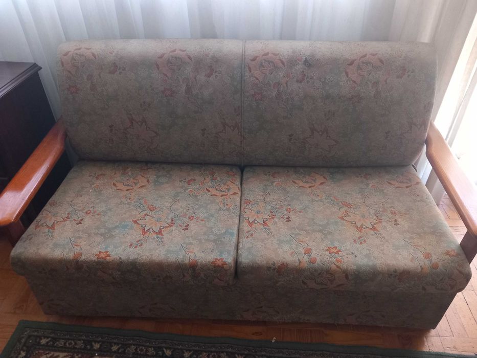 Sofá cama em tecido