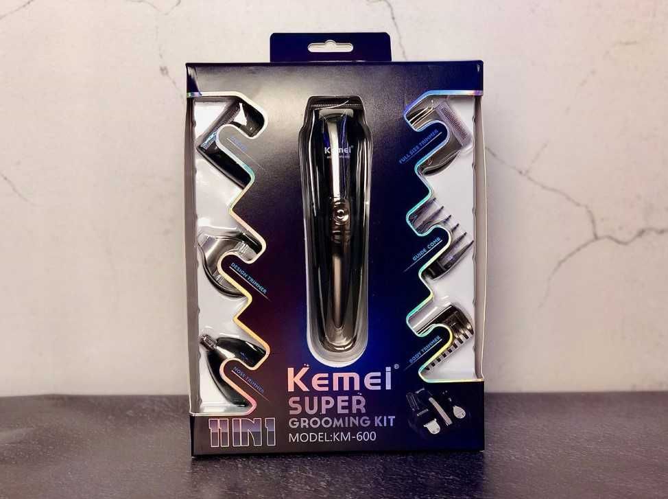 якісний тример з насадками для голови, бороди та носа kemei 11в1
