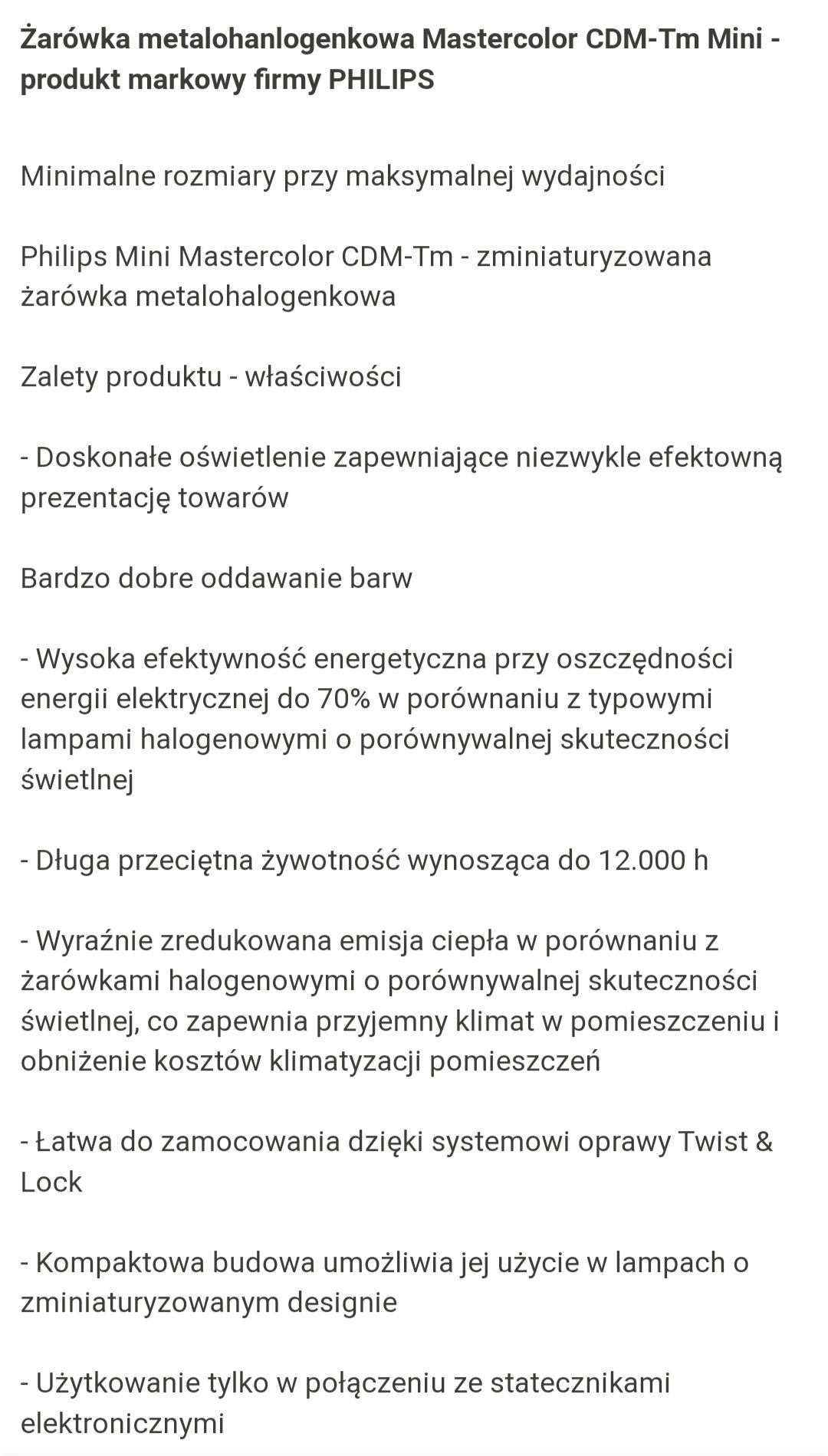 Żarówki specjalistyczne PHILIPS Mastercolour CDM-Tm Mini 20w/830 PGJ5