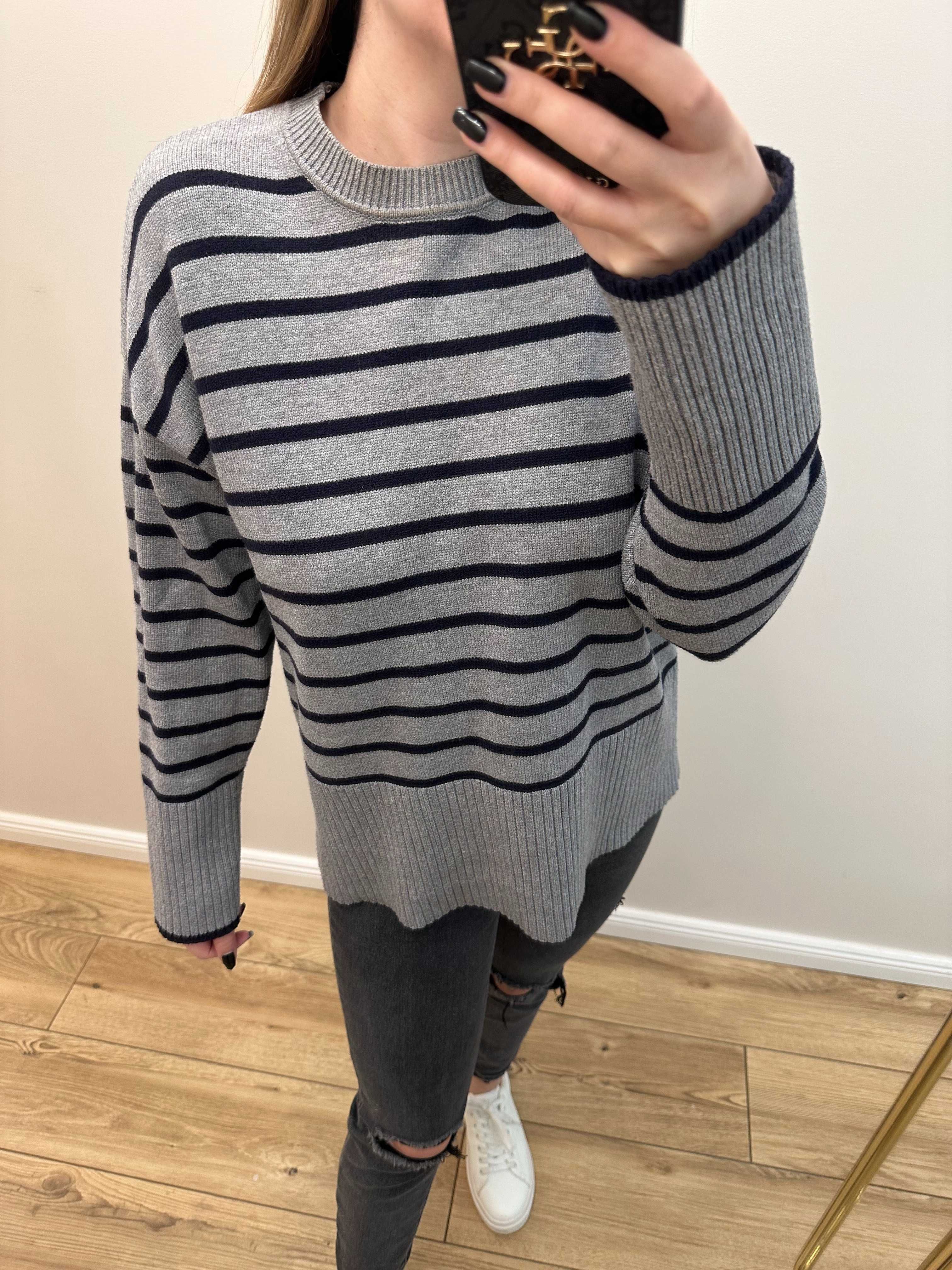 sweter zara s szary paski