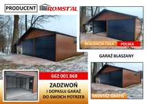 Garaż Blaszany BRĄZ z zadaszeniem bocznym|Garaże Blaszane| - ROMSTAL*