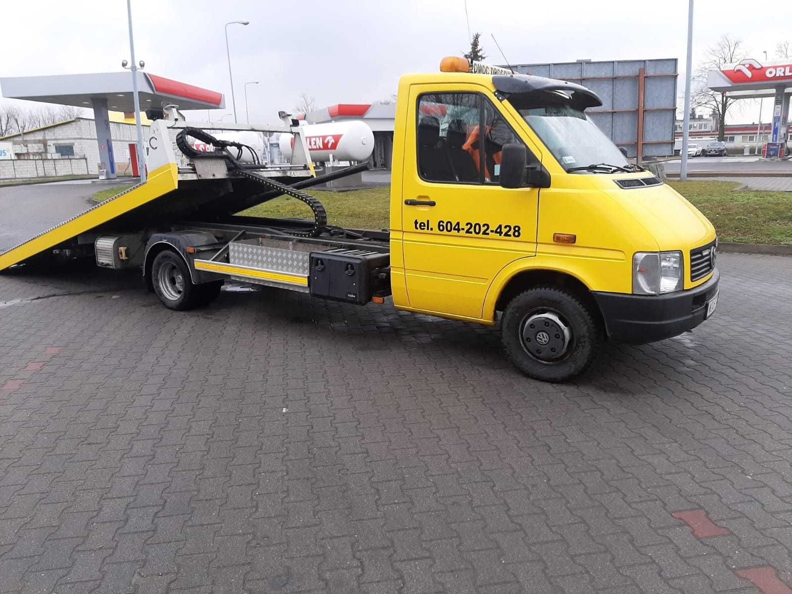 VW LT 46, laweta pomoc drogowa ze zjeżdżaną platformą. KLIMA