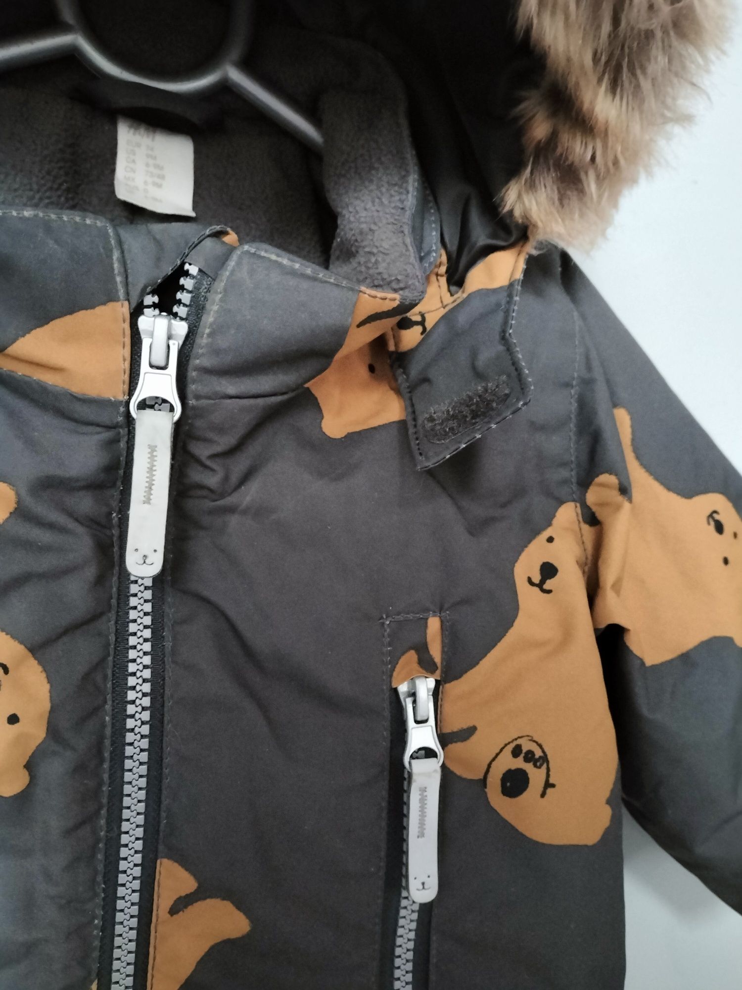 H&M modny kombinezon zimowy wodoodporny odblaski misie 74-80cm