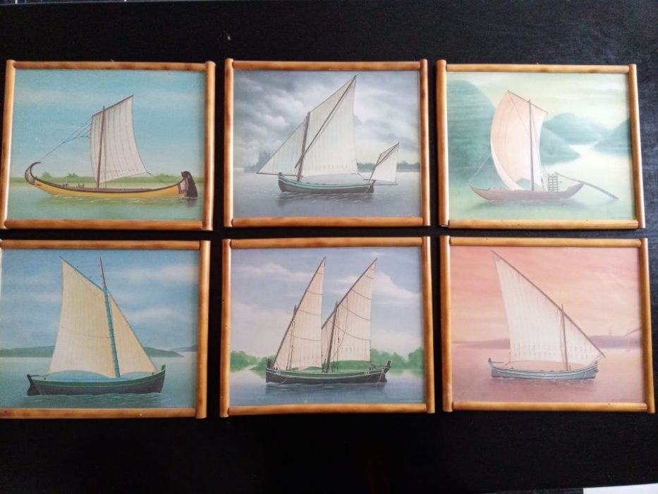 6 Quadros barcos em cana