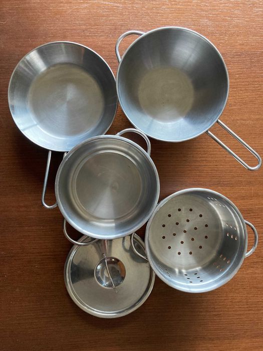 Tachos de cozinha para criança em aço