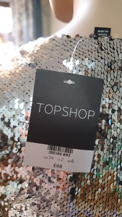 Nowa sukienka cekiny Topshop r.XS sukienka sylwestrowa cekinowa