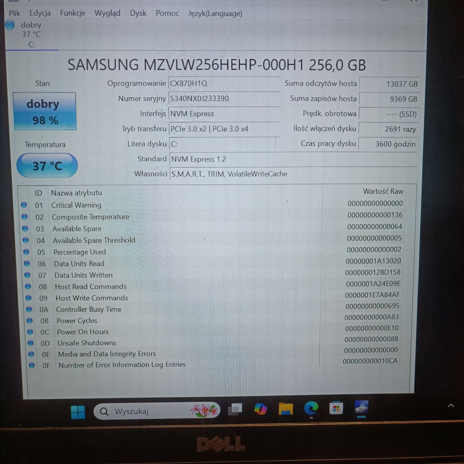 Dysk SSD M2 Nvme 256GB win.11 Pro Samsung (29)