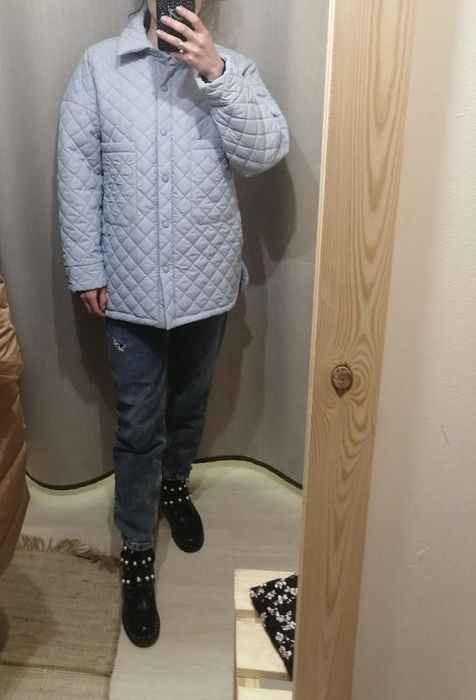 Вільна якісна стьобана куртка/сорочка/бомбер оверсайз xs-m