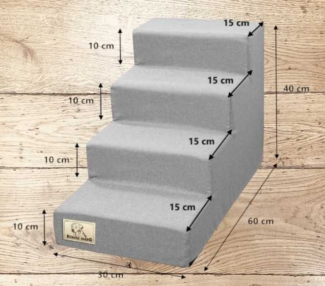 Schody Schodki dla Psa Kota Rampa Podest 4 Stopnie Stabilne 40cm