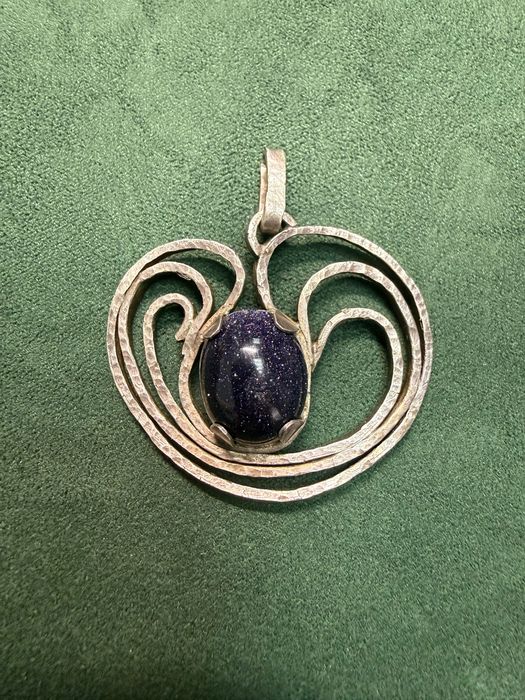 Zawieszka z kamieniem | srebro | stan bardzo dobry | biżuteria vintage