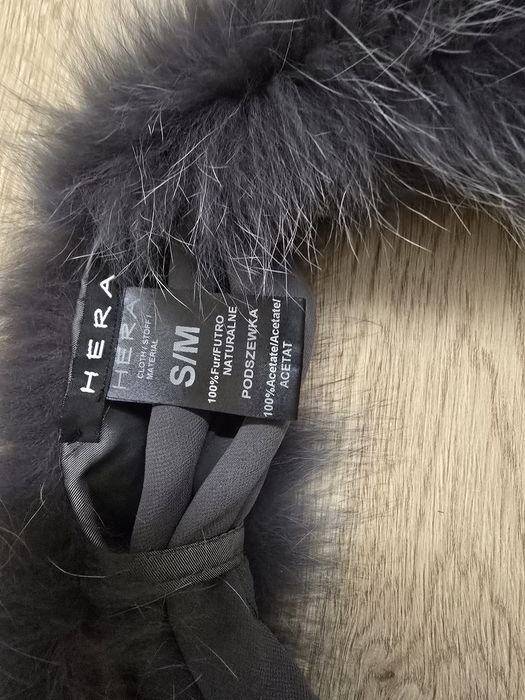 Naturalne futro, szalik z lisa srebrnego