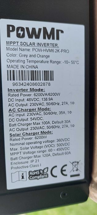 Falownik 1 fazowy / Inwerter PowMr 6.2kW 48V wersja PRO