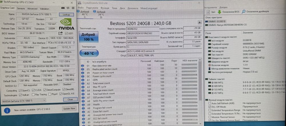 Ігровий ПК. GTX1050Ti, 16Gb, i5, SSD240Gb, HDD500Gb, налаштований