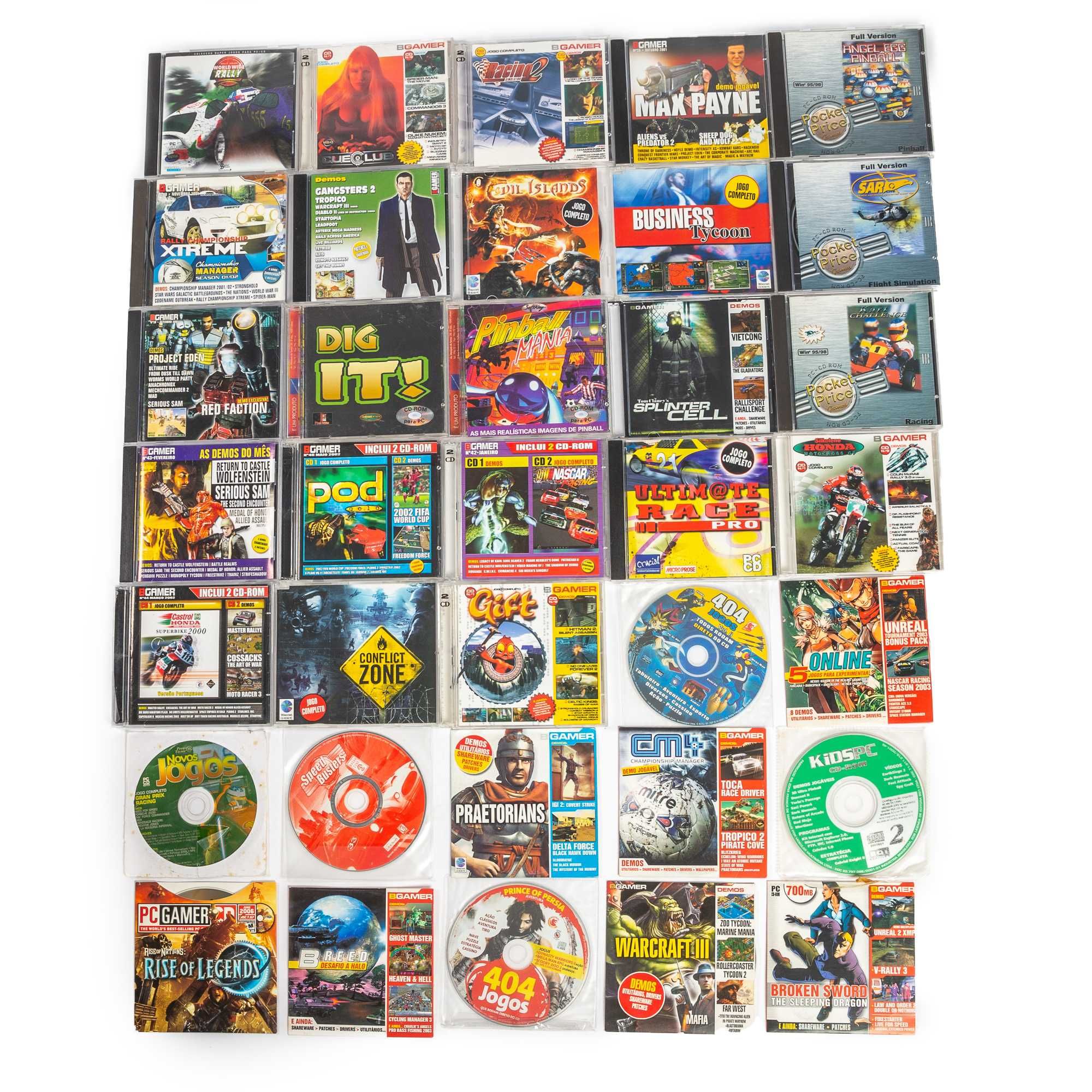 Lote de 35 CDs com Jogos e Demos para PC