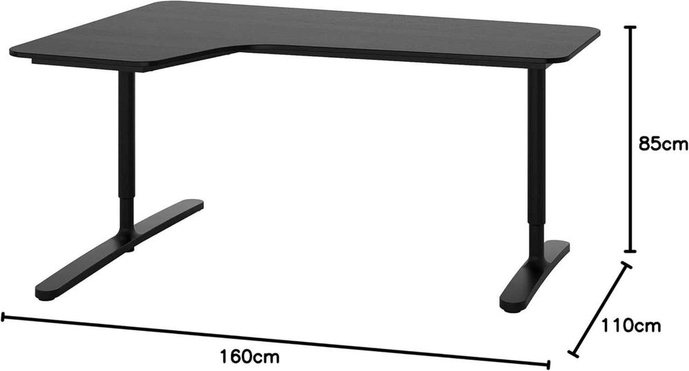 Mesa de canto esquerda IKEA BEKANT 160x110 cm - PRETO