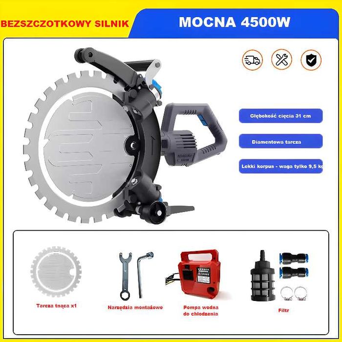 Piła Pierścieniowa Do betonu 4500W 1999 ZŁ NETTO 31 cm Cięcia FV23%