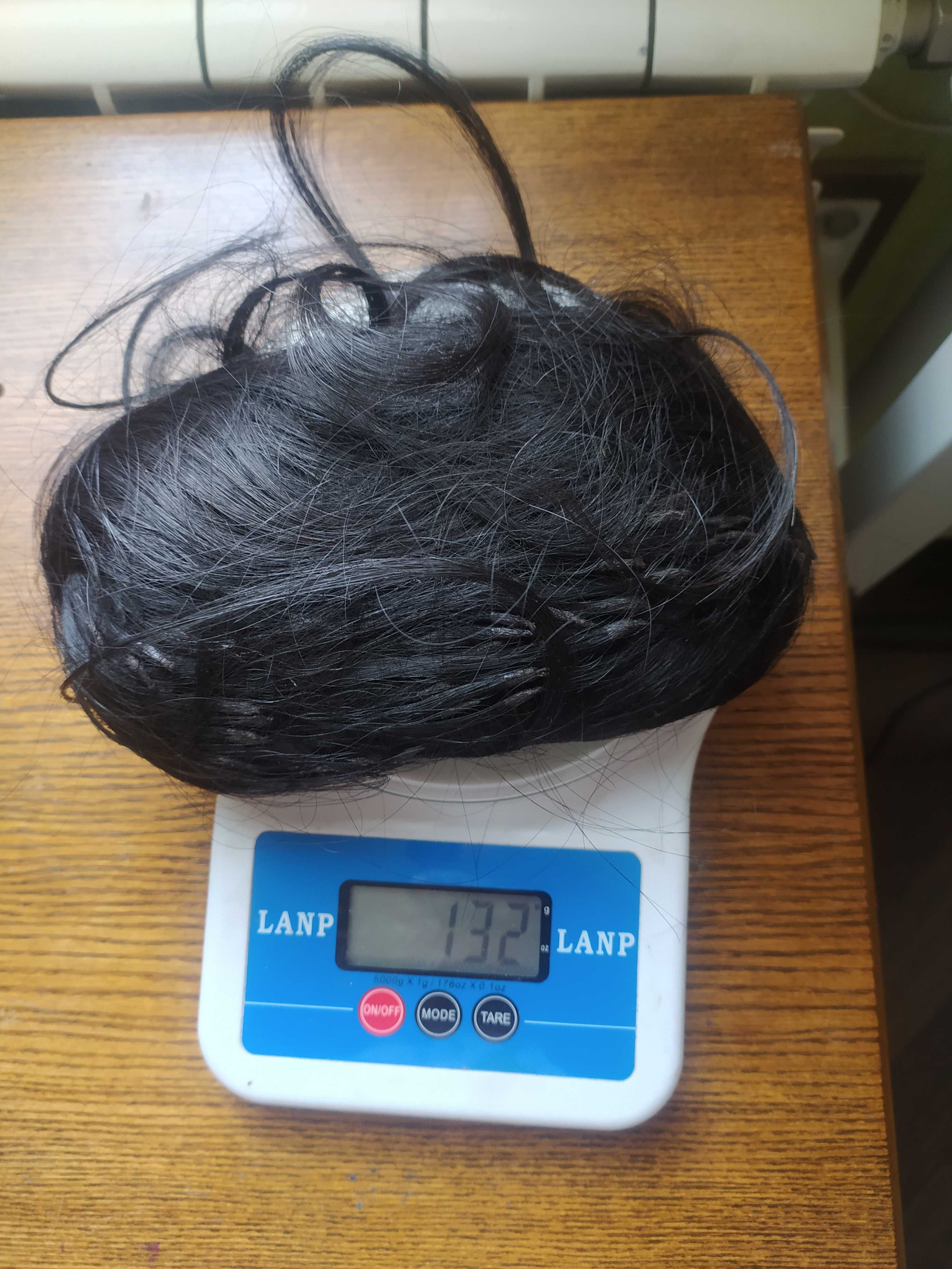 Волосся для нарощування темно чорні 132 грама