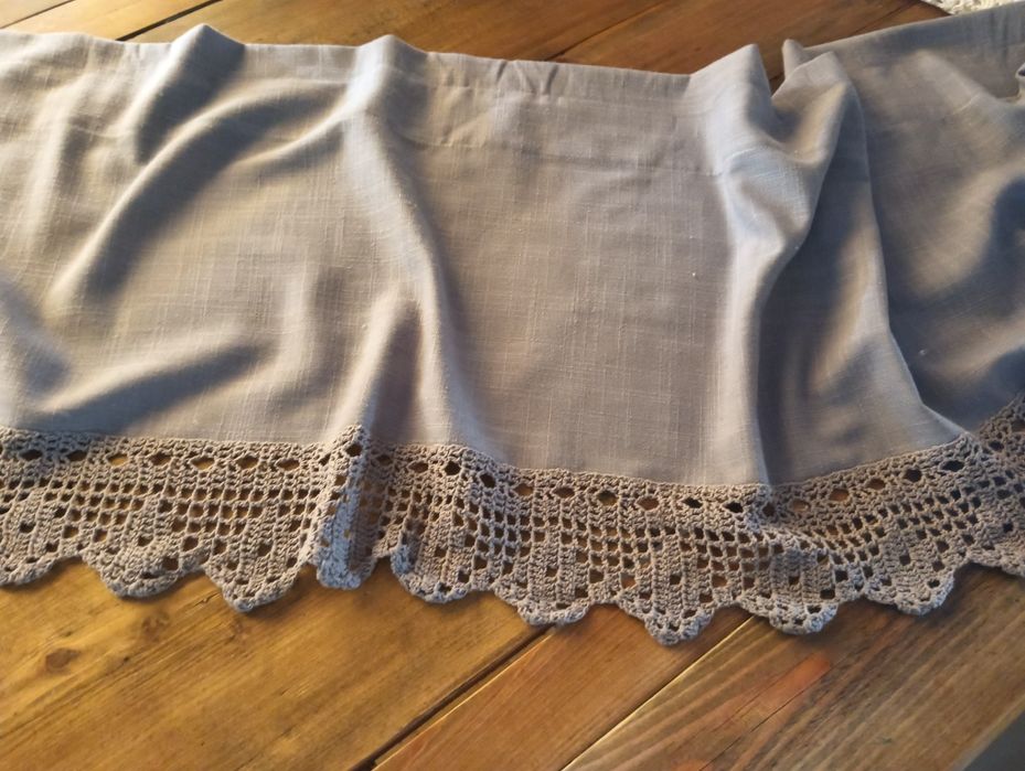 Zara Home hm home szary lambrekin  zasłonka koronka rustykalny