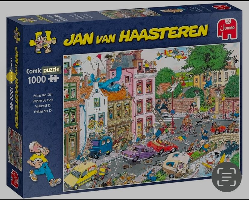 Comic Puzzle 1000 peças Jan Van Haasteren feito e em moldura 6f dia 13