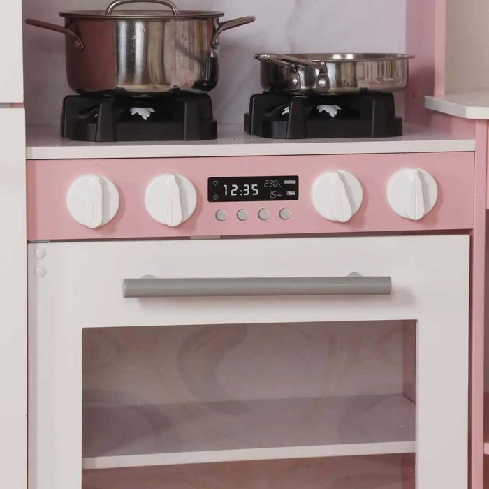 Дитяча кутова дерев'яна кухня Пальма Pink, звукові та світлові ефекти