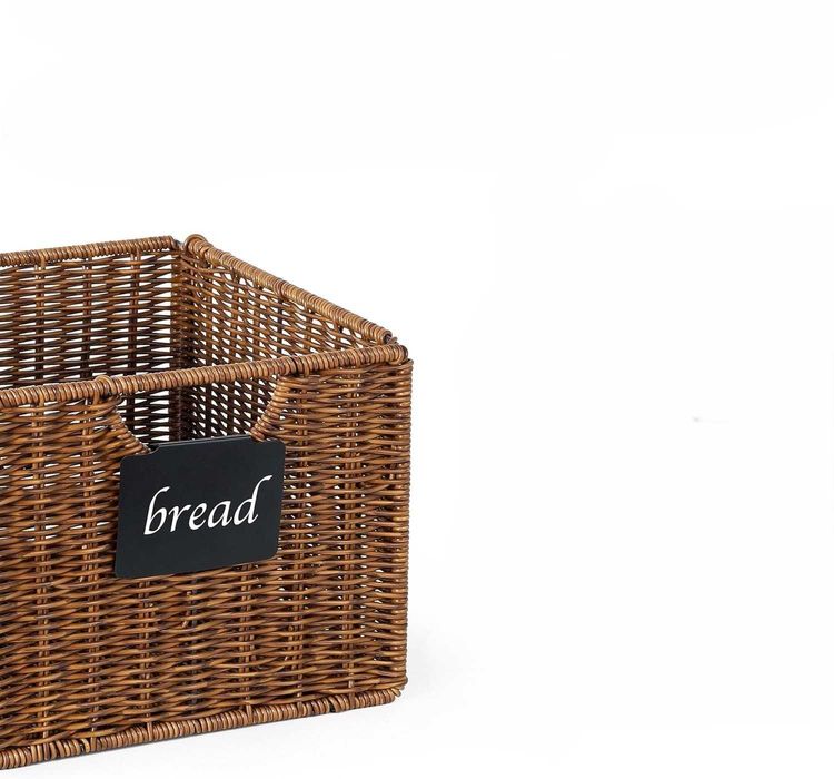 Kosze wiklinowe plastikowe z etykietami 4 szt. brązowe 27x23x19 cm