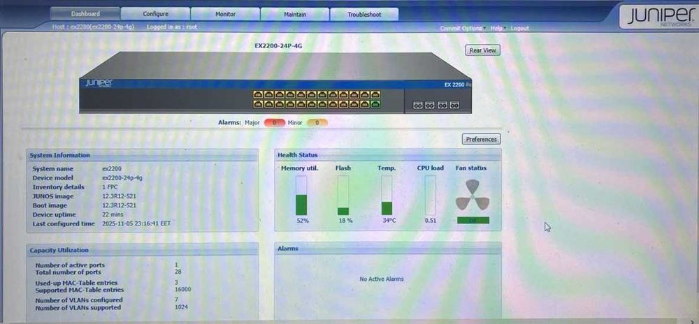 Коммутатор L3 Juniper EX2200-24P-4G 24-PoE+
