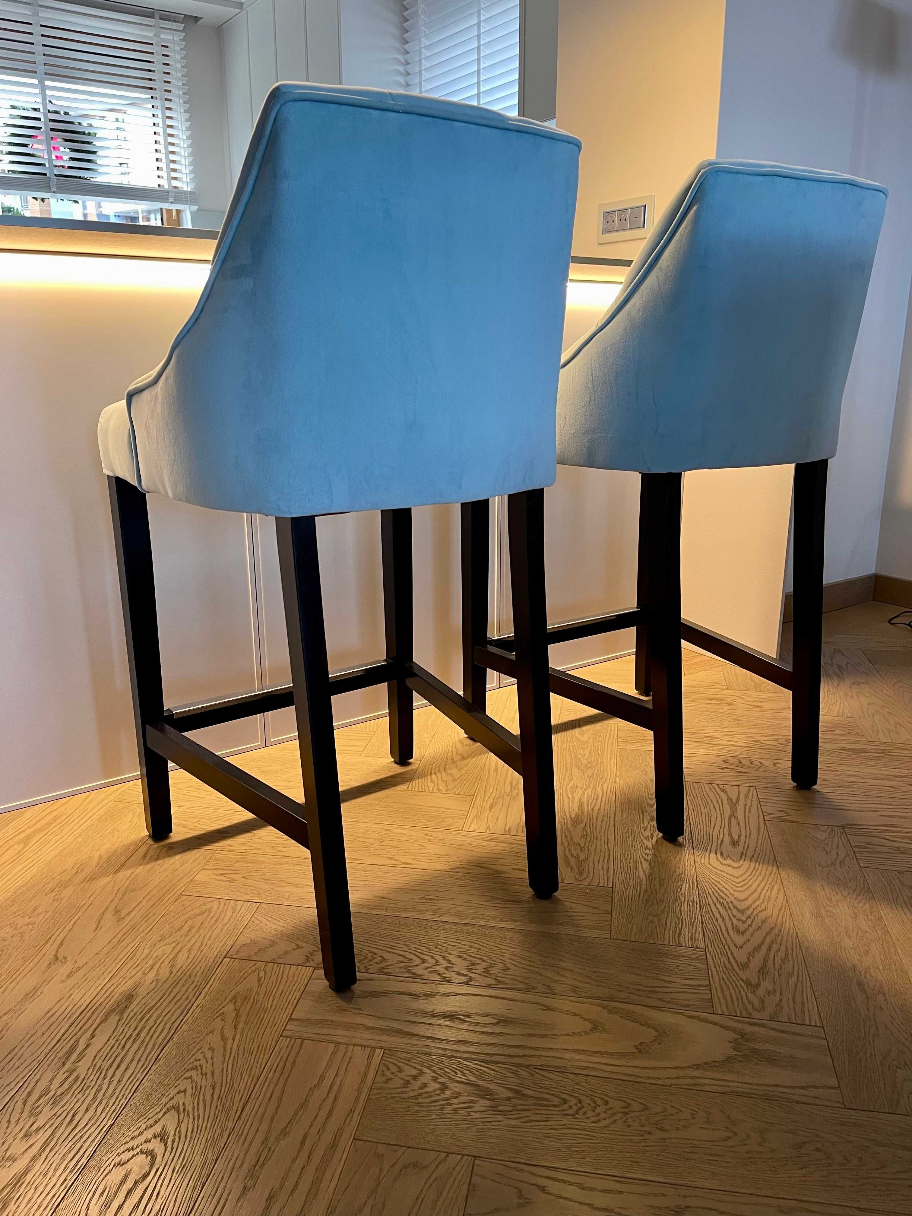 Krzesło barowe hoker niebieskie, pikowane,  dostępne 2 szt.