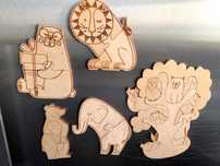 Zestaw magnesy drewniane puzzle Stuka puka