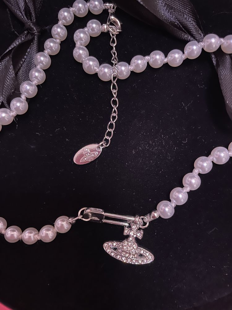 Naszyjnik perly perelki srebrny cekiny Vivienne