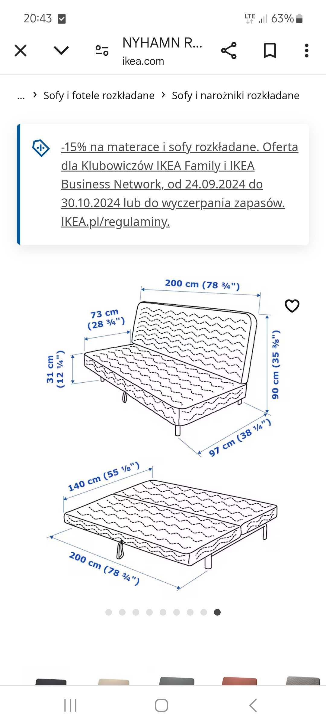Łóżko/sofa rozkładana z IKEA żółta