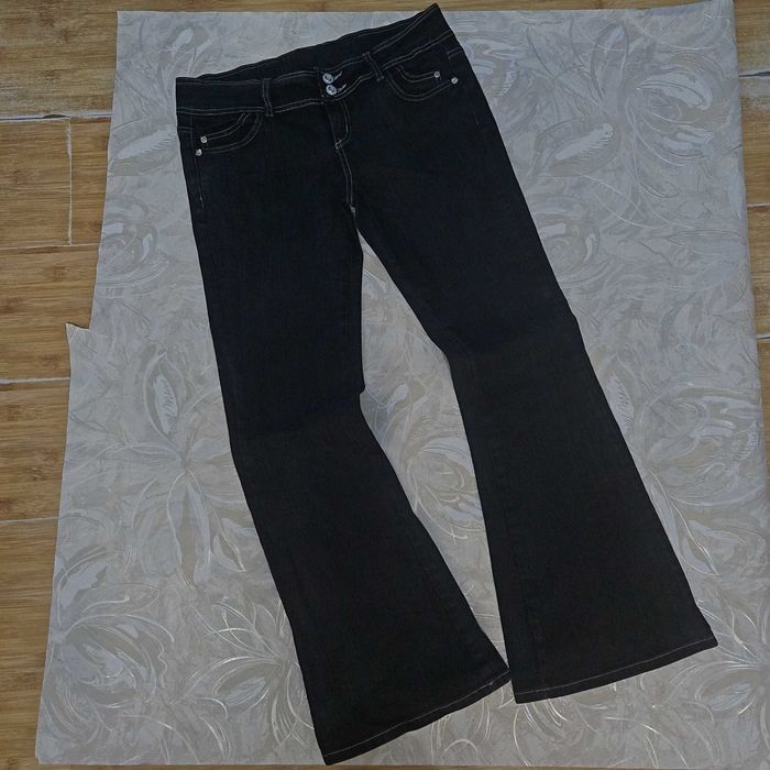 Кльош джинси чорні на низькій посадці, y2k opium swag archive grunge