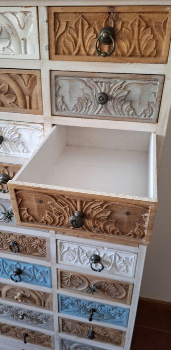 Comoda rústica artesanal, 20 gavetas, madeira