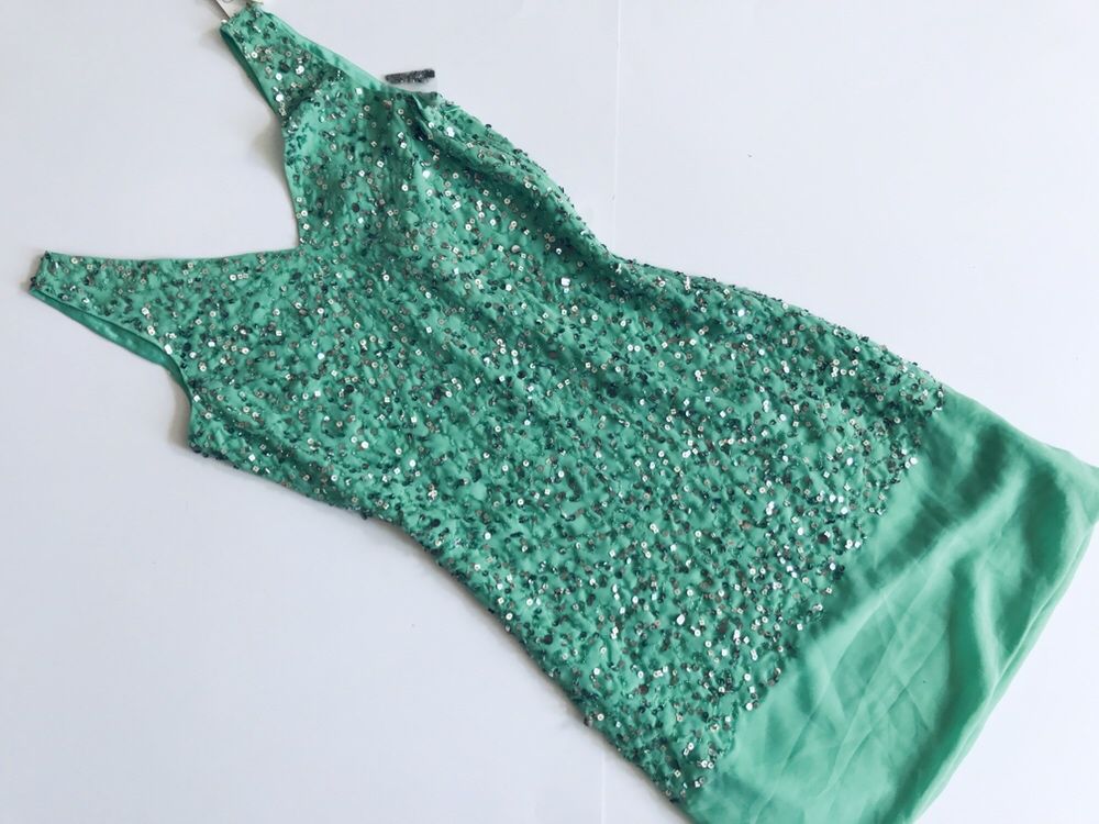 Silviana sukienka cekiny zielona 34/36 nowa cena 500 zł