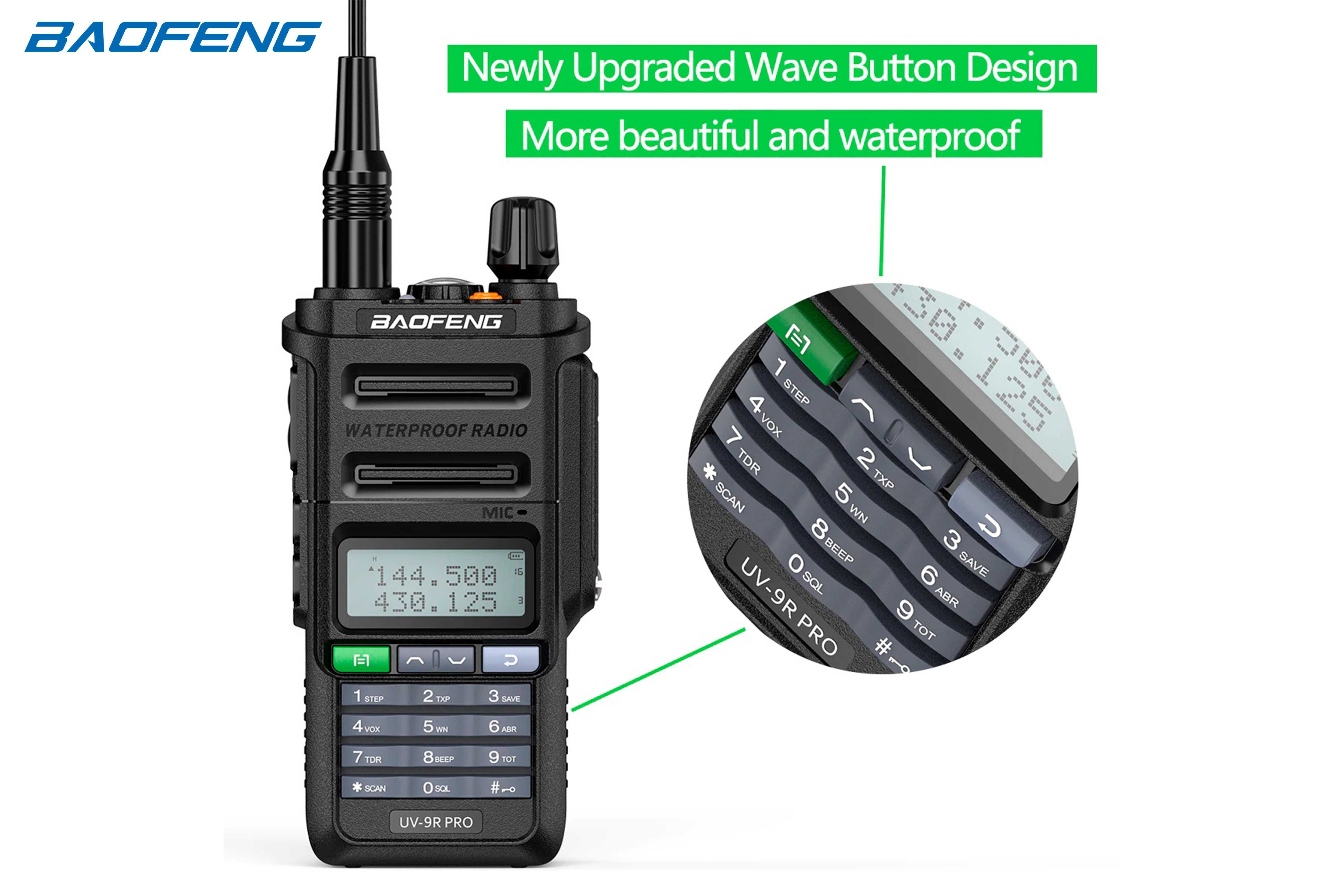 Rádio Portátil Baofeng UV-9R Pro VHF UHF Waterproof IP68