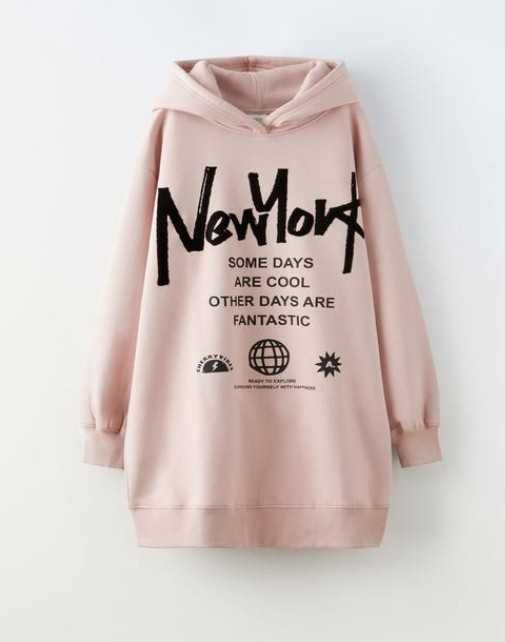 Zara тепла сукня худі туніка на дівчинку утеплена на флісі 152 (11-12)