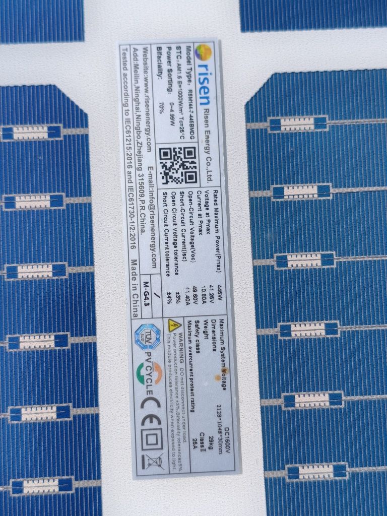 Panele słoneczne 445W bifacial