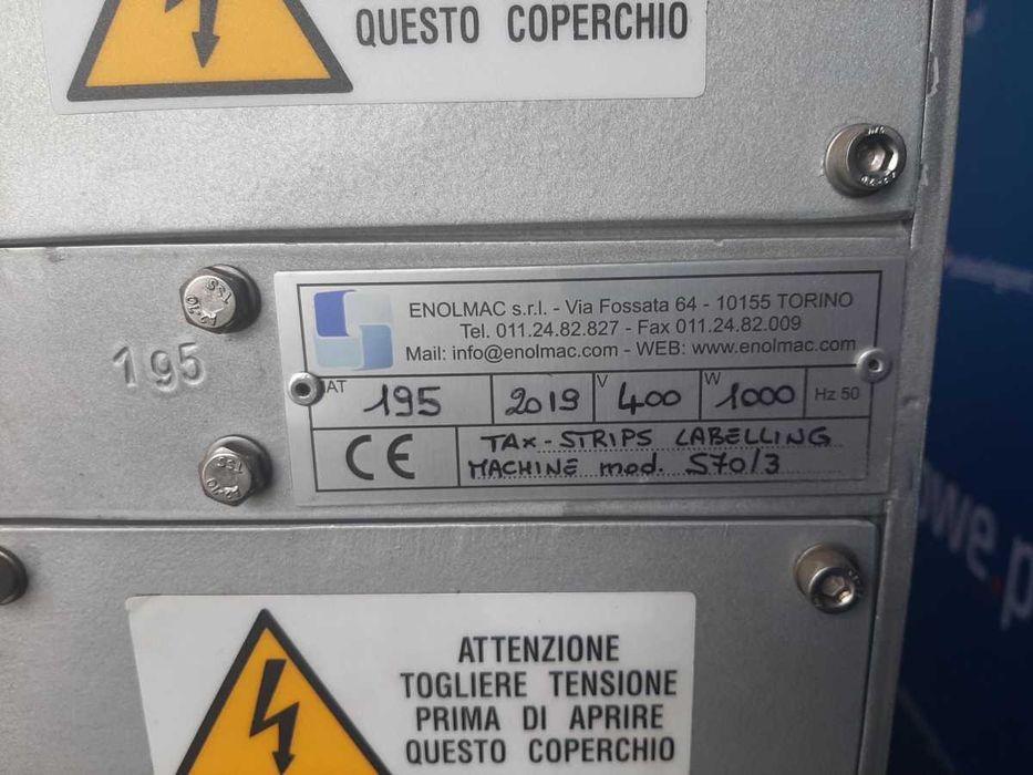 Maszyna do naklejania etykiet ENOLMAC S70/3 aplikacja banderol