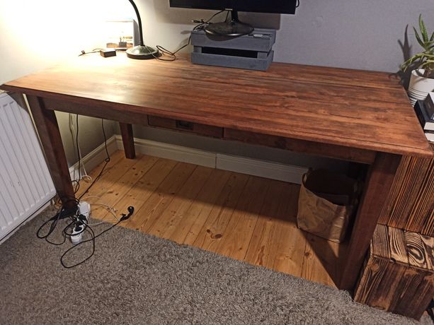 Bardzo duże biurko stół drewno egzotyczne