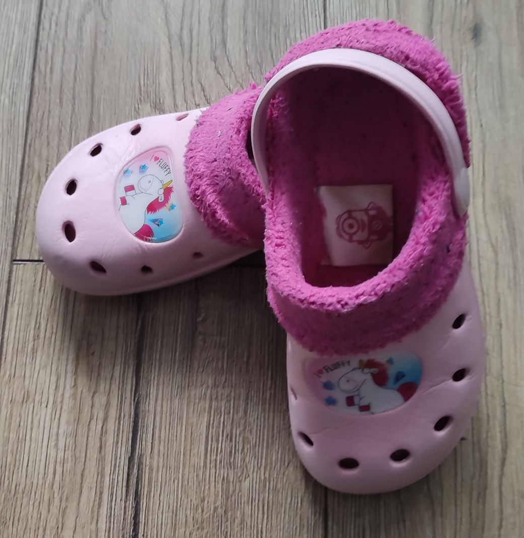 Buty kapcie ala Crocs różowe jednorożec ocieplane 28-29