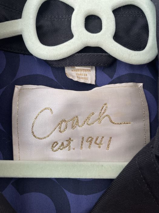 Plaszcz Coach XS trencz krótki wiosenny ciepły designerski czarny hit