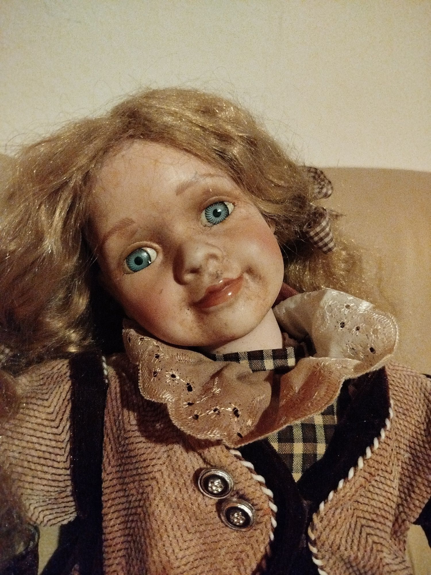 Stara duża niemiecka  lalka porcelana porcelanowa