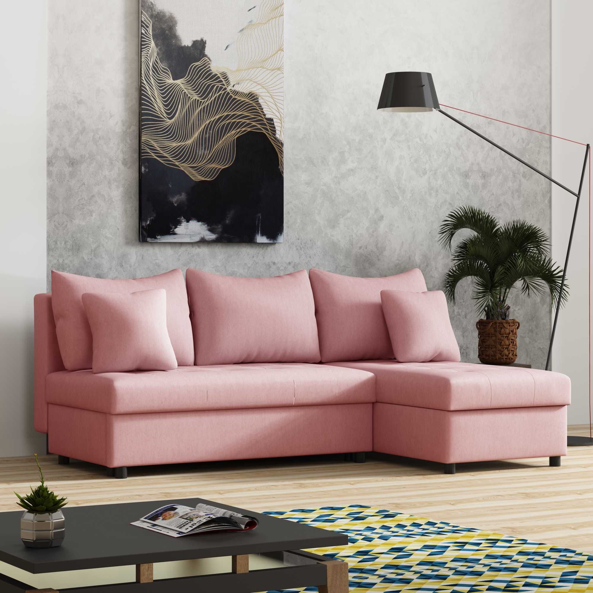 Narożnik rozkładany WELUR darmowa dostawa Poduszki Wypoczynek Sofa