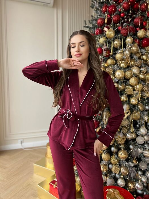 Плюшевий костюм для дому та відпочинку піжама кофта штани велюр