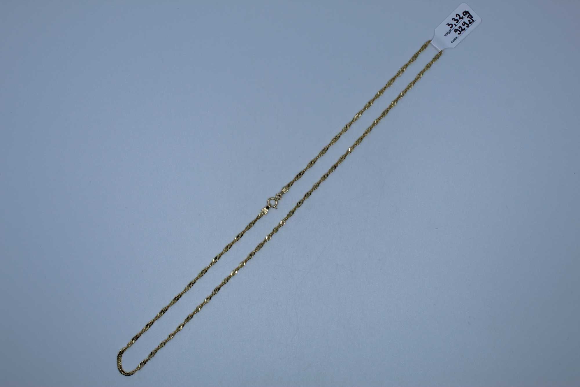 Złoto/Złoty łańcuszek damski 585 14K 3,32 g Singapur 45 cm Nowe Okazja
