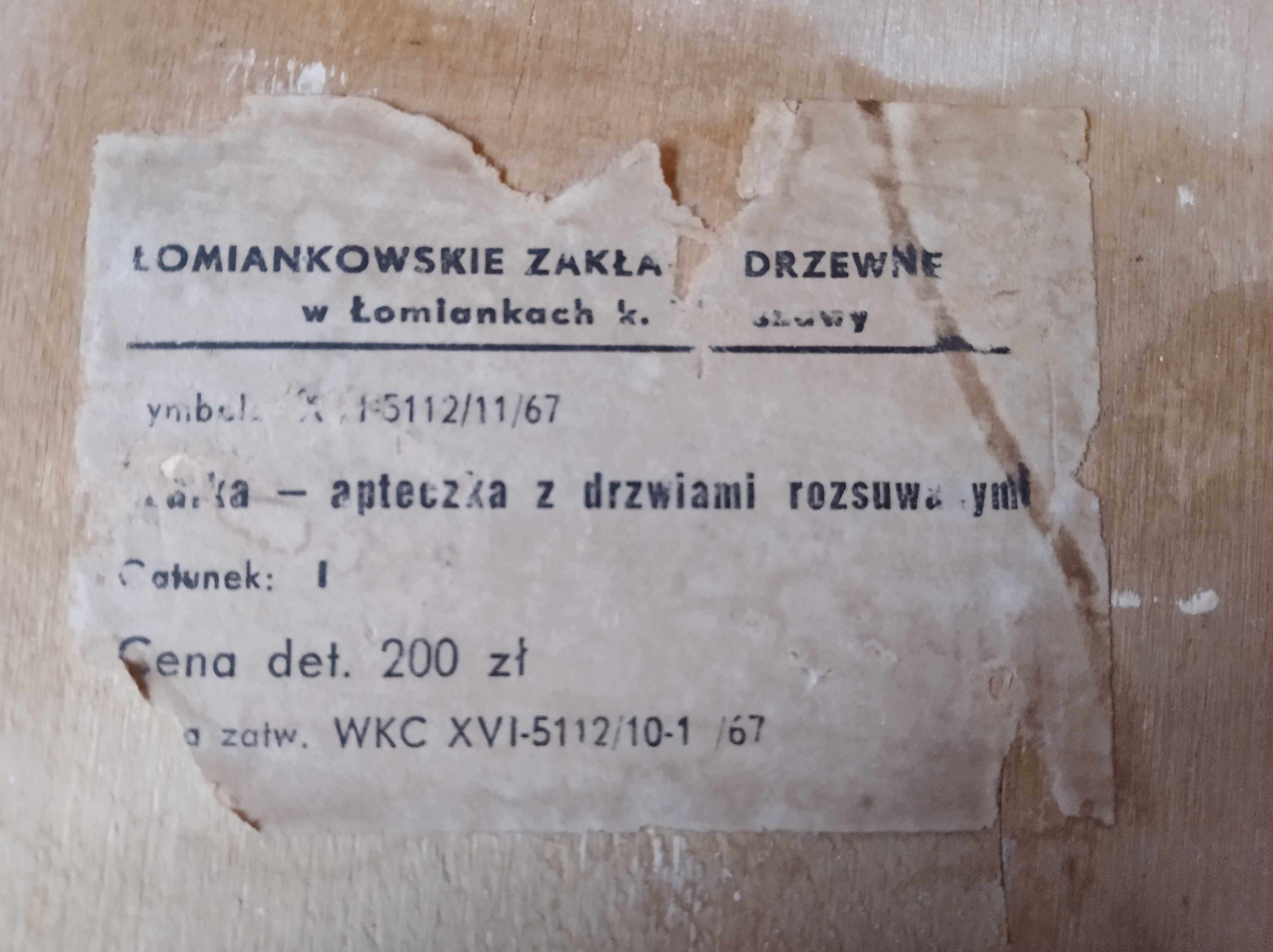 Stara wisząca szafka łazienkowa apteczka PRL vintage retro zabytek