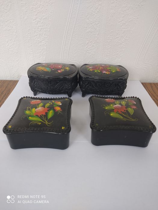 Шкатулки пластикові вінтажні з ручним розписом