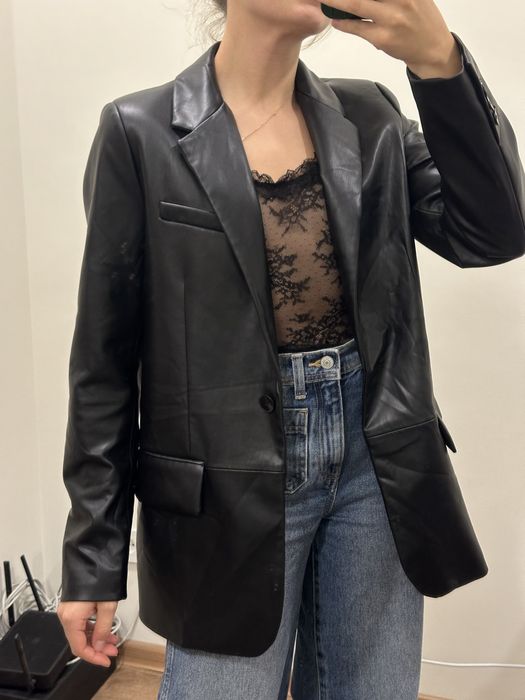 Шкіряний піджак чорний zara